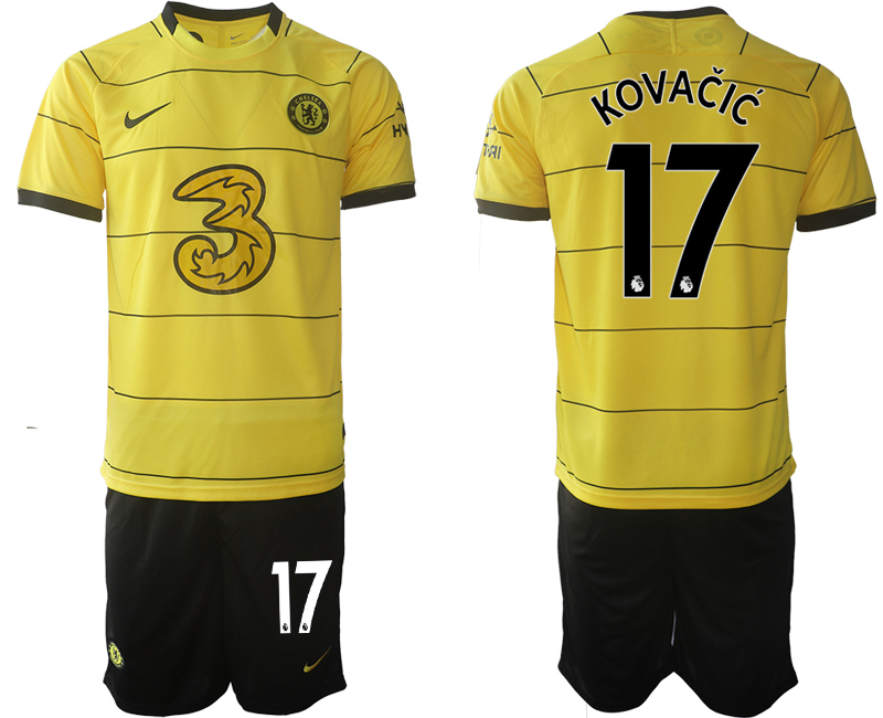 Men 2021-2022 Club Chelsea away yellow #17 Soccer Jersey